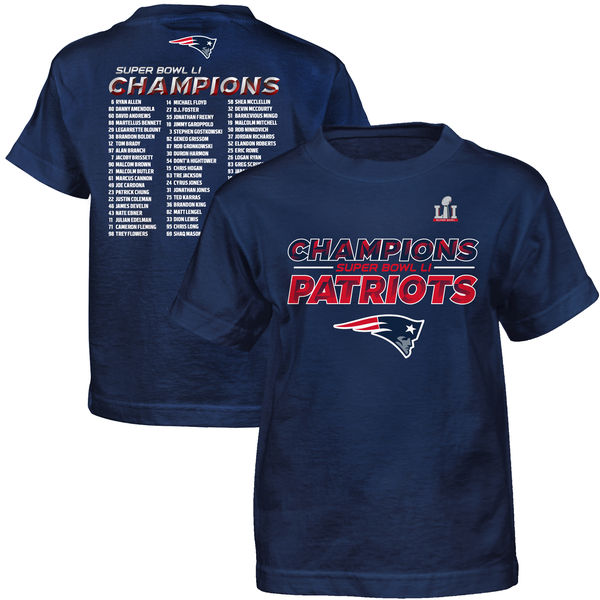 New England Patriots Preschool Super Bowl LI Champions Coronation Roster T-Shirt - Navy